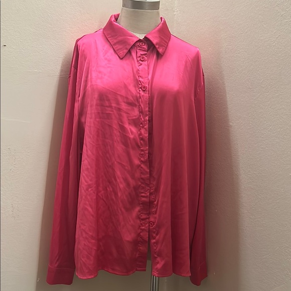 Women's Pink Button-Up Blouse - Picture 1 of 2